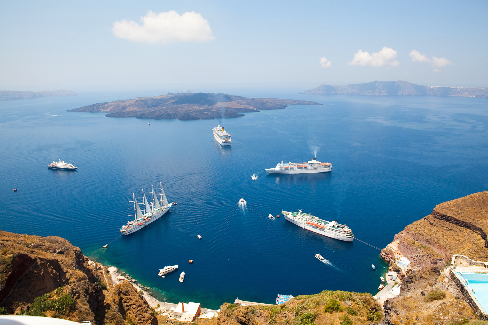 Cruise ships in Santorini, Greece